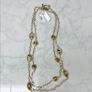 Chico’s Elegant Gold and Amber Necklace NWT